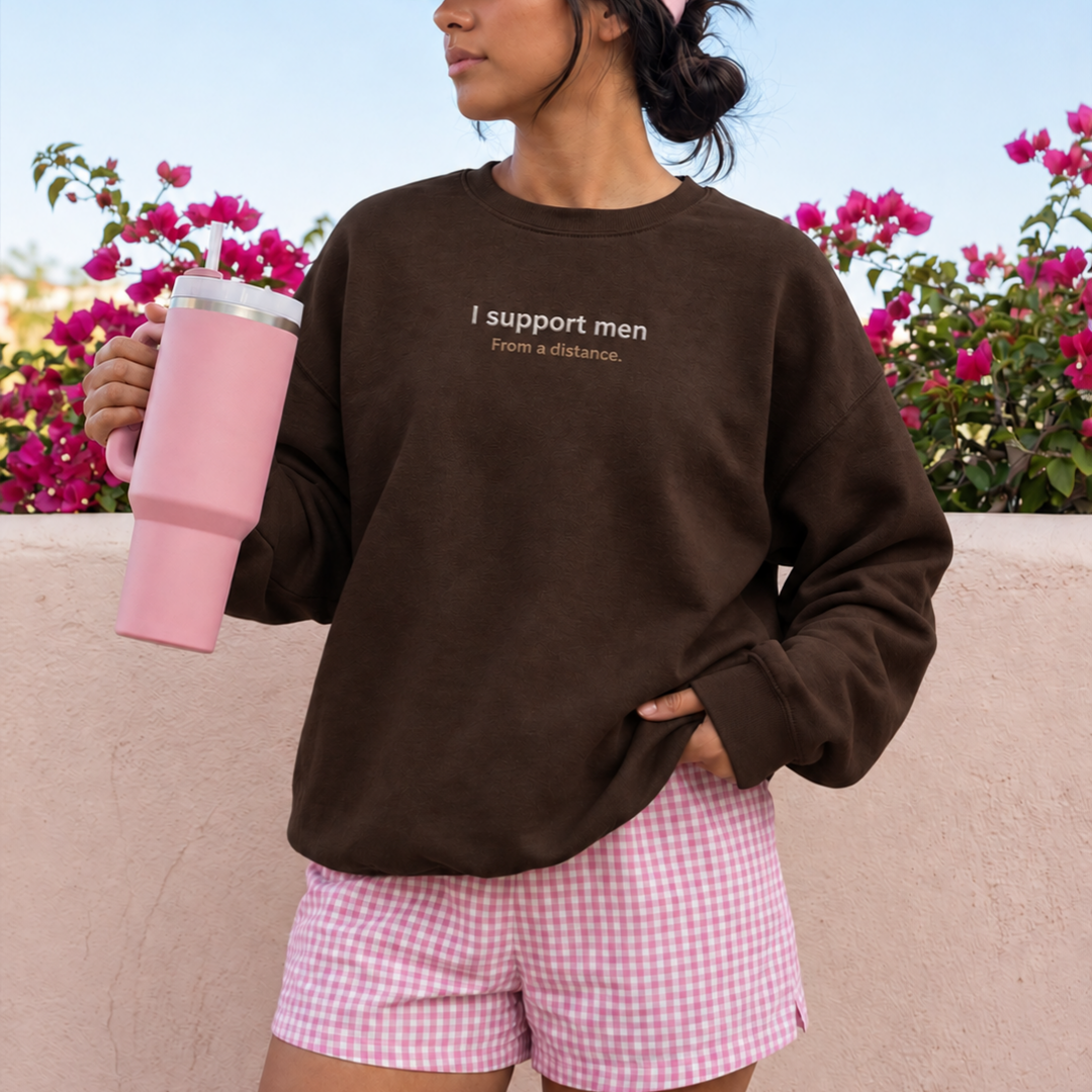 I Support Men Embroidered Crewneck Sweatshirt