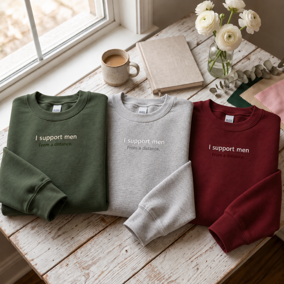 I Support Men Embroidered Crewneck Sweatshirt