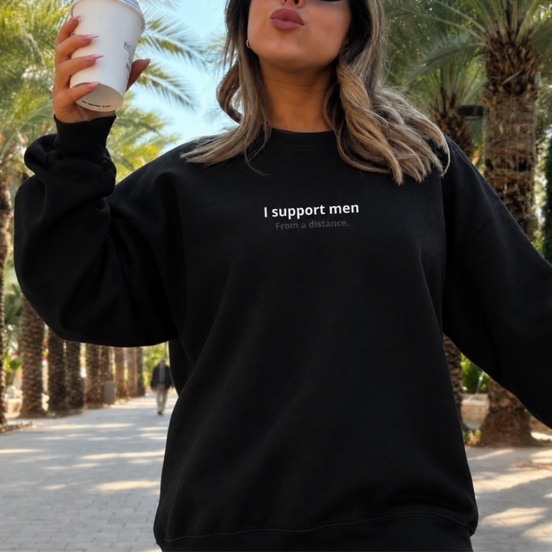 I Support Men Embroidered Crewneck Sweatshirt