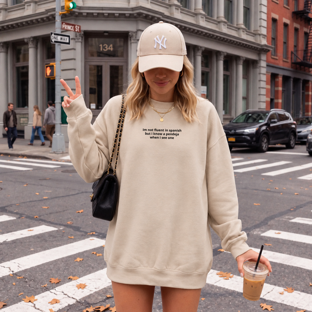 Don't Know Spanish Embroidered Crewneck Sweatshirt