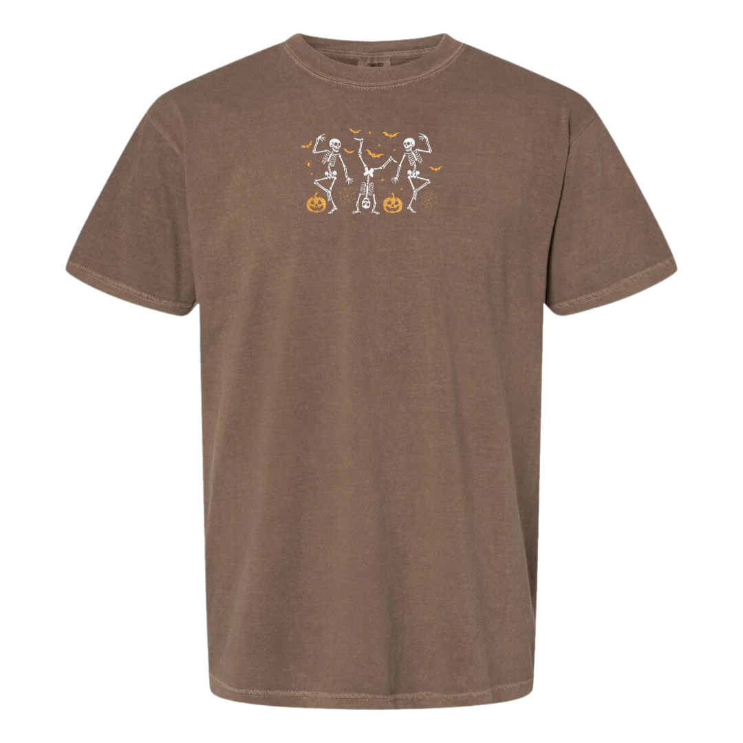 Dancing Skeletons Embroidered Halloween Tee