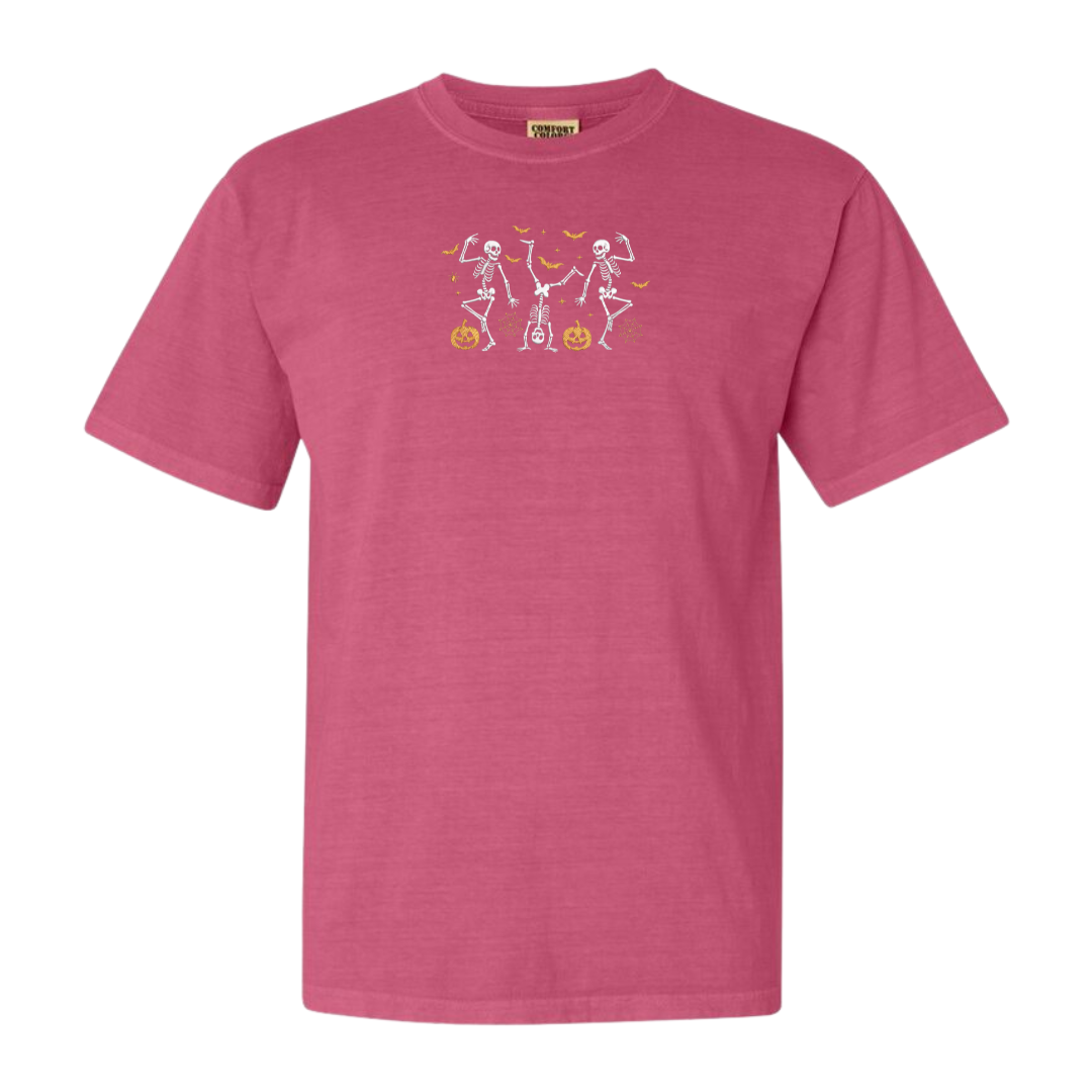 Dancing Skeletons Embroidered Halloween Tee