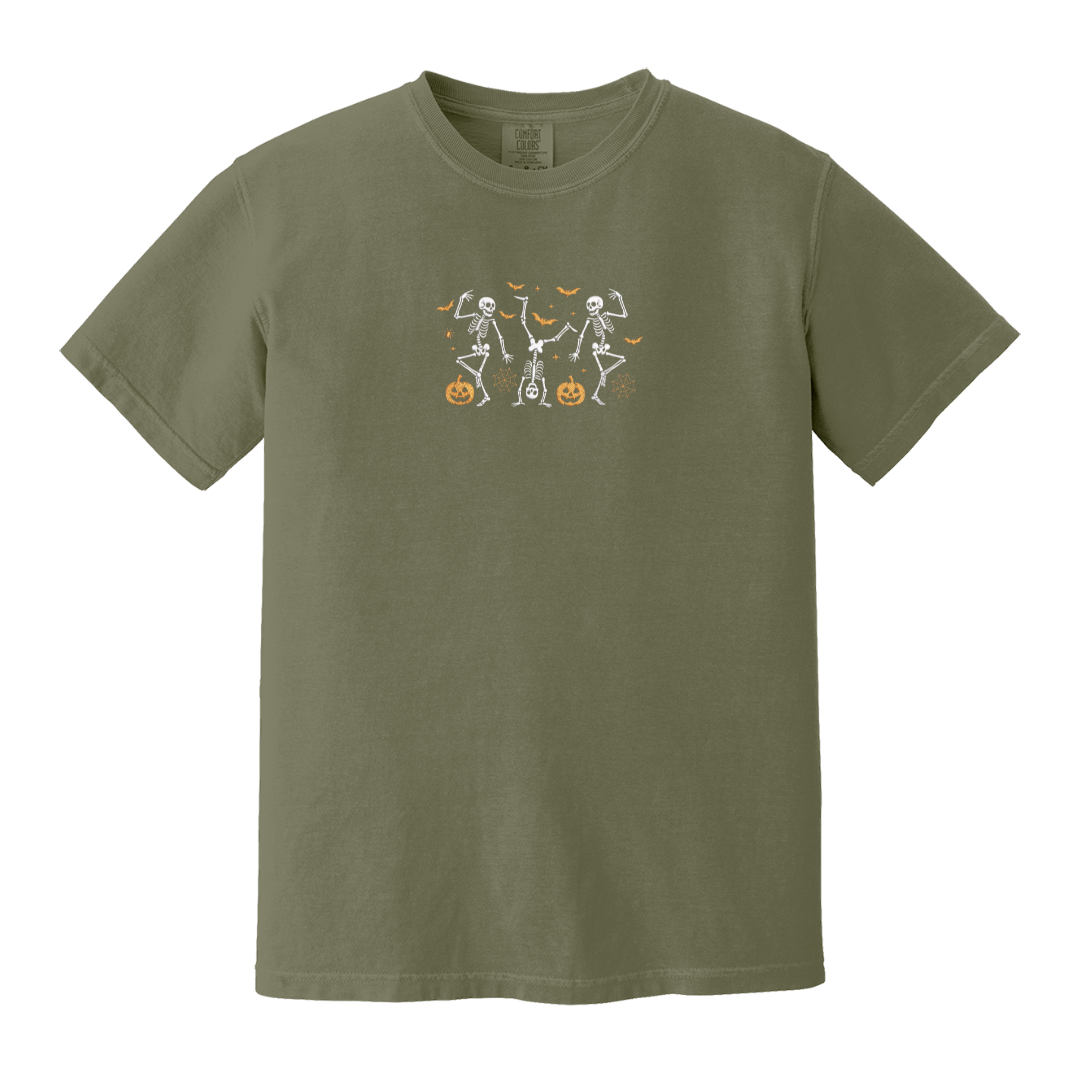 Dancing Skeletons Embroidered Halloween Tee