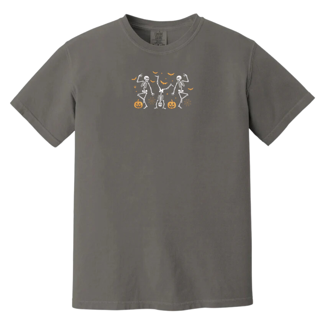 Dancing Skeletons Embroidered Halloween Tee
