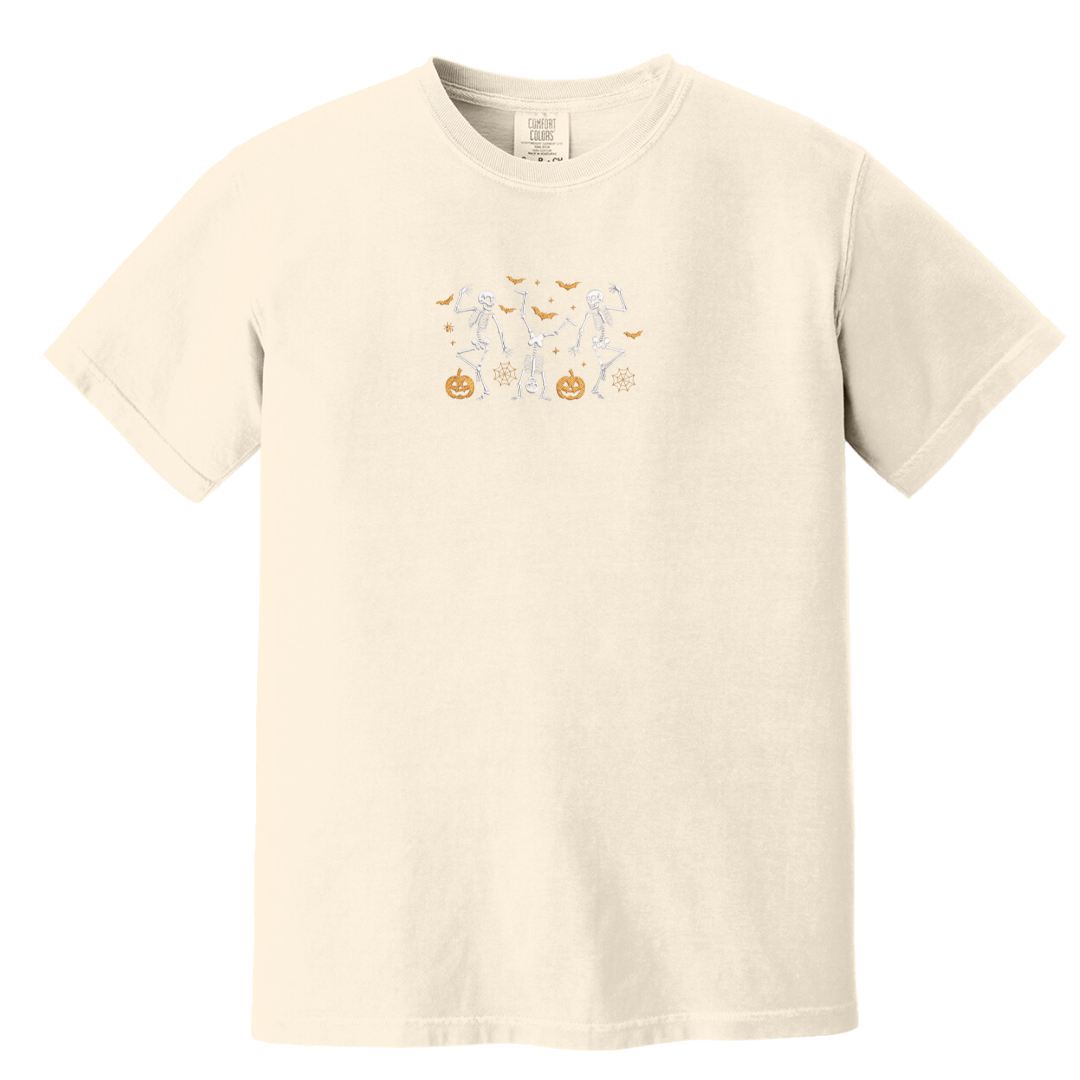 Dancing Skeletons Embroidered Halloween Tee
