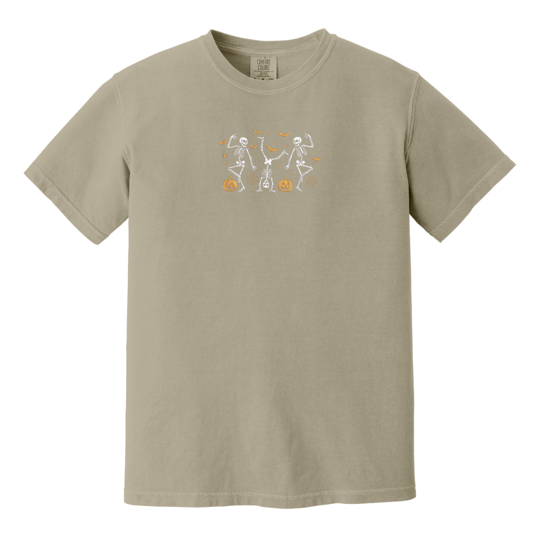 Dancing Skeletons Embroidered Halloween Tee