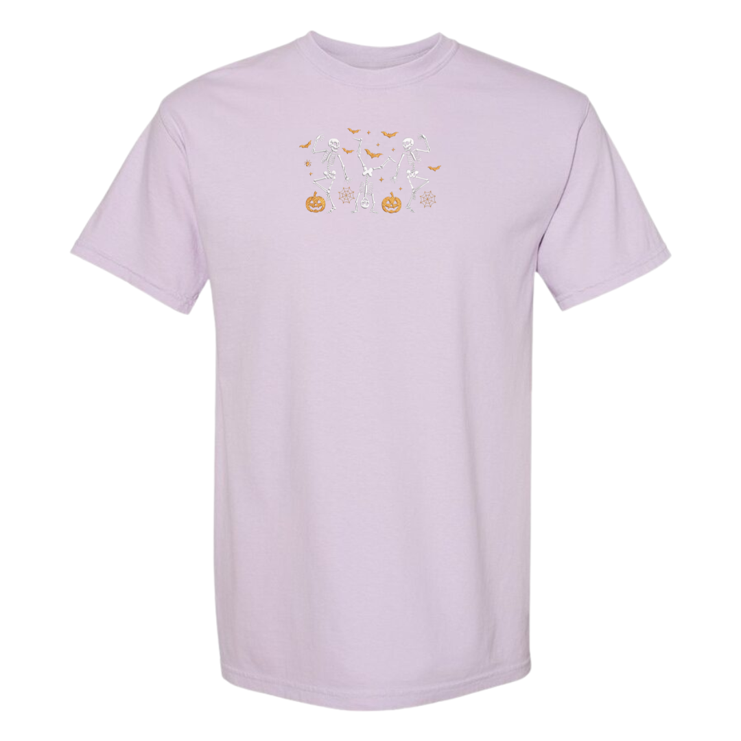 Dancing Skeletons Embroidered Halloween Tee