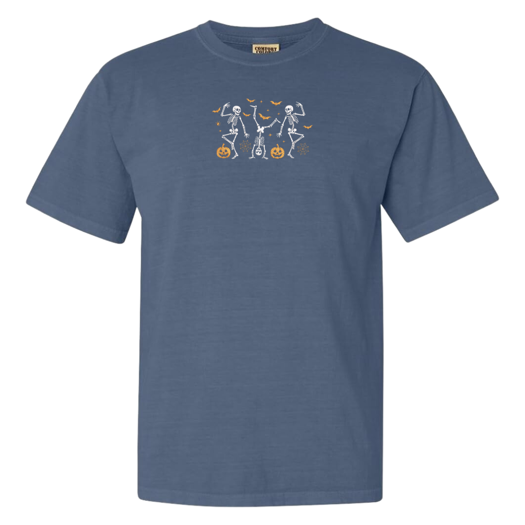 Dancing Skeletons Embroidered Halloween Tee