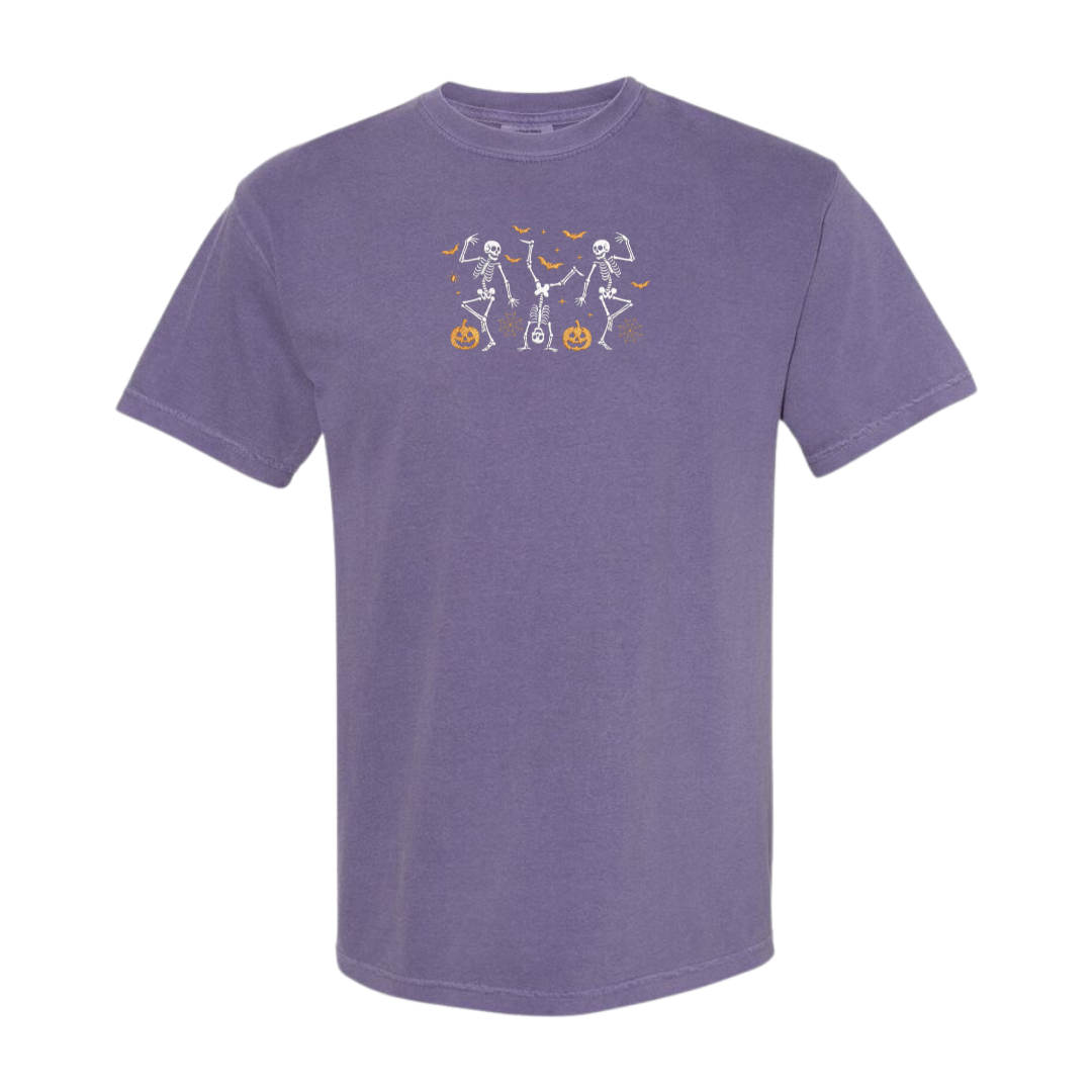 Dancing Skeletons Embroidered Halloween Tee