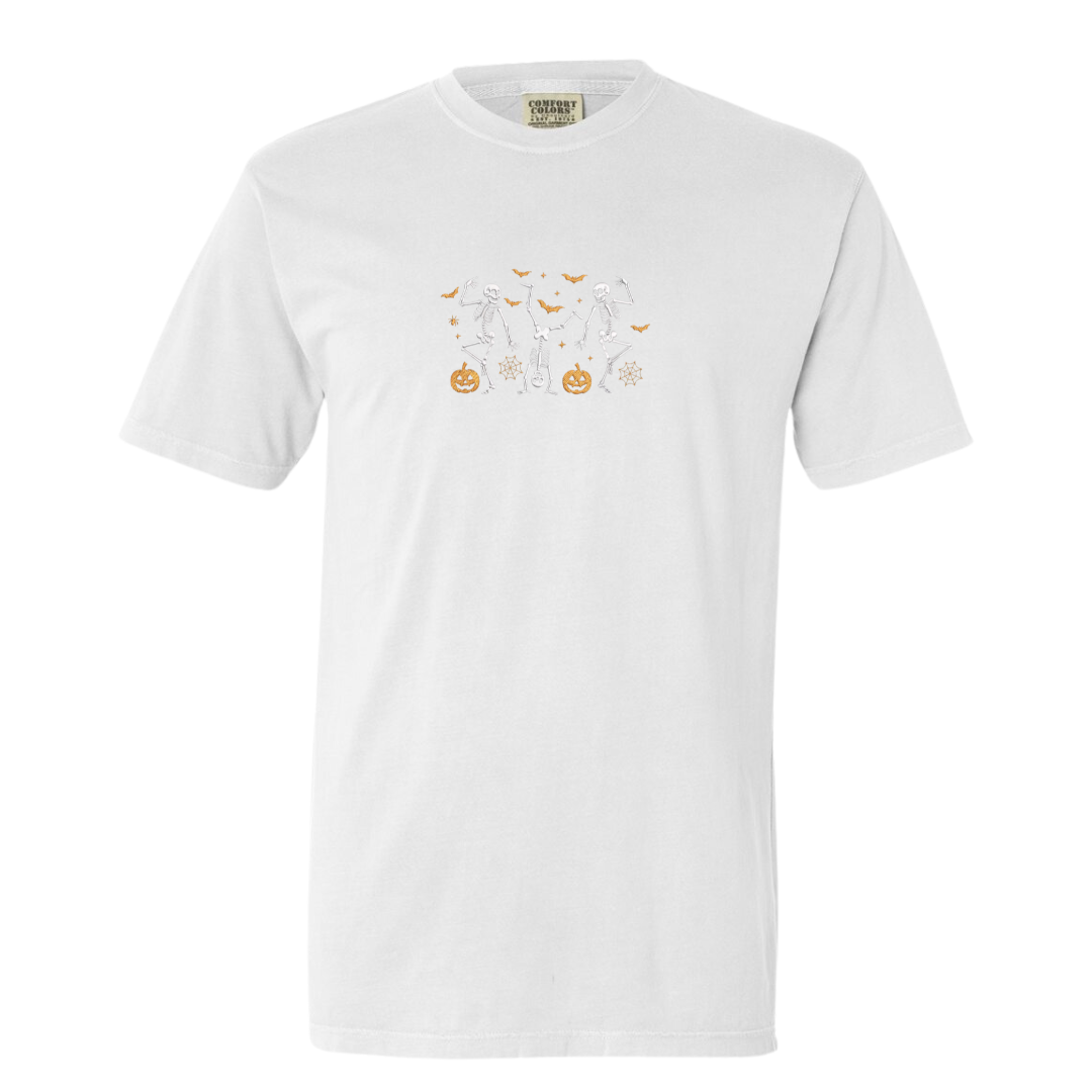 Dancing Skeletons Embroidered Halloween Tee