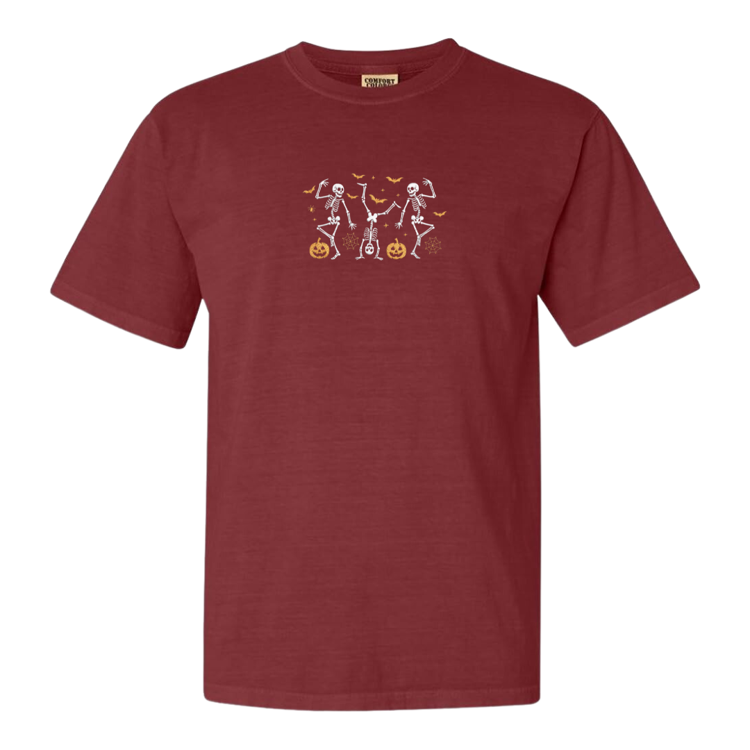 Dancing Skeletons Embroidered Halloween Tee