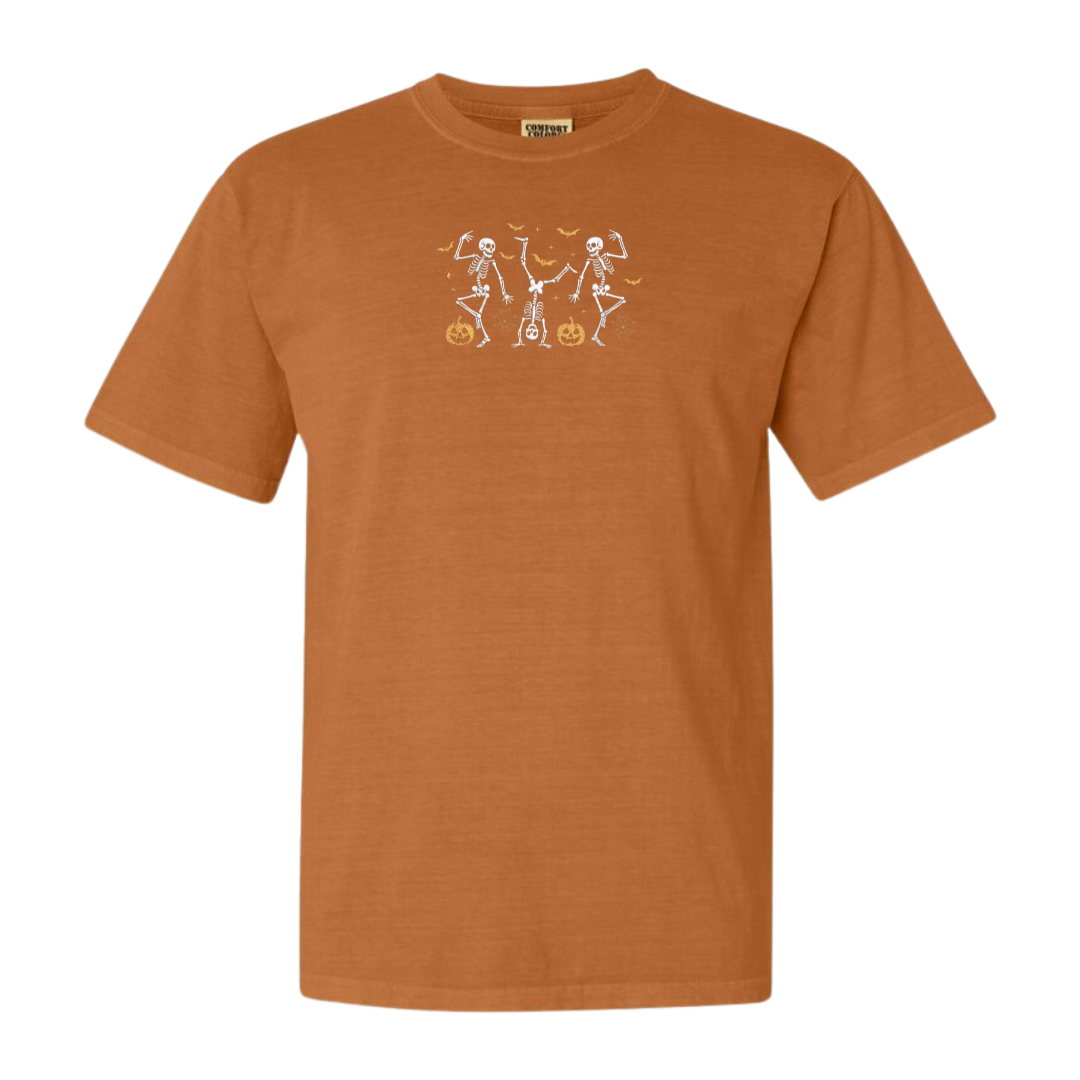 Dancing Skeletons Embroidered Halloween Tee