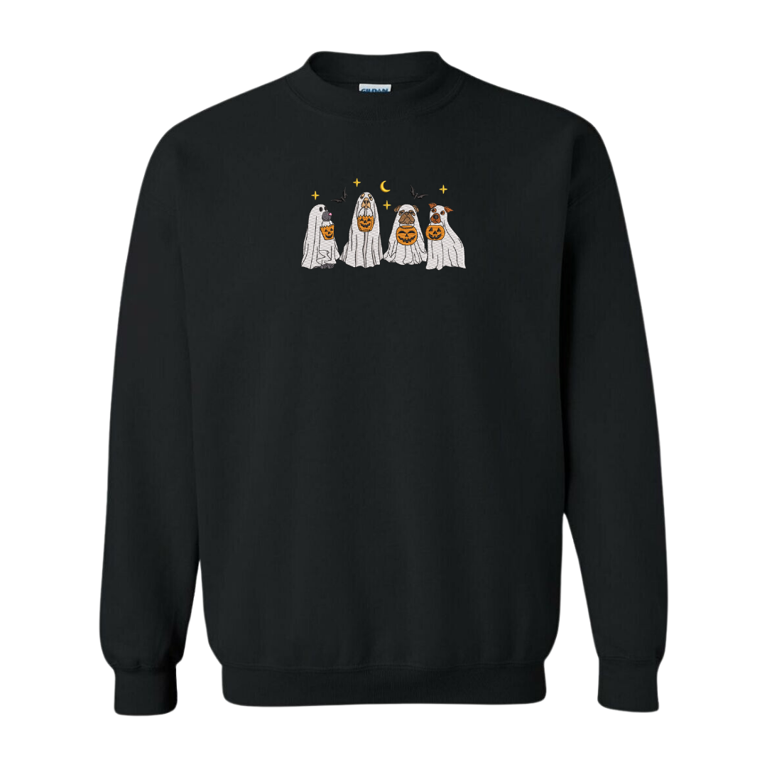 Trick or Treating Pups Embroidered Sweatshirt