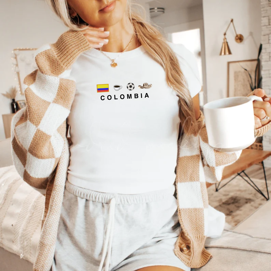 Colombia Icons Embroidered Baby Tee
