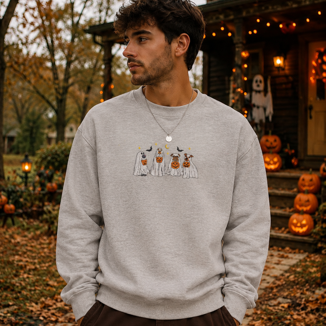 Trick or Treating Pups Embroidered Sweatshirt