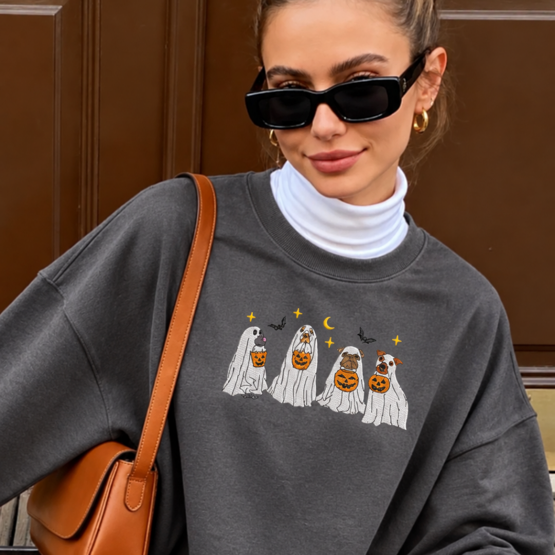 Trick or Treating Pups Embroidered Sweatshirt