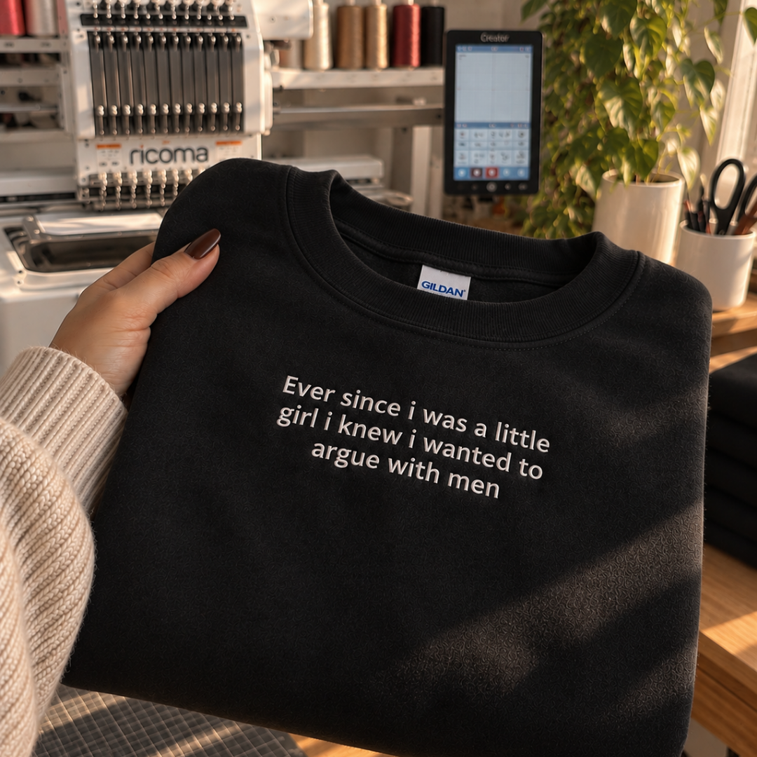 Since A Little Girl Embroidered Crewneck Sweatshirt