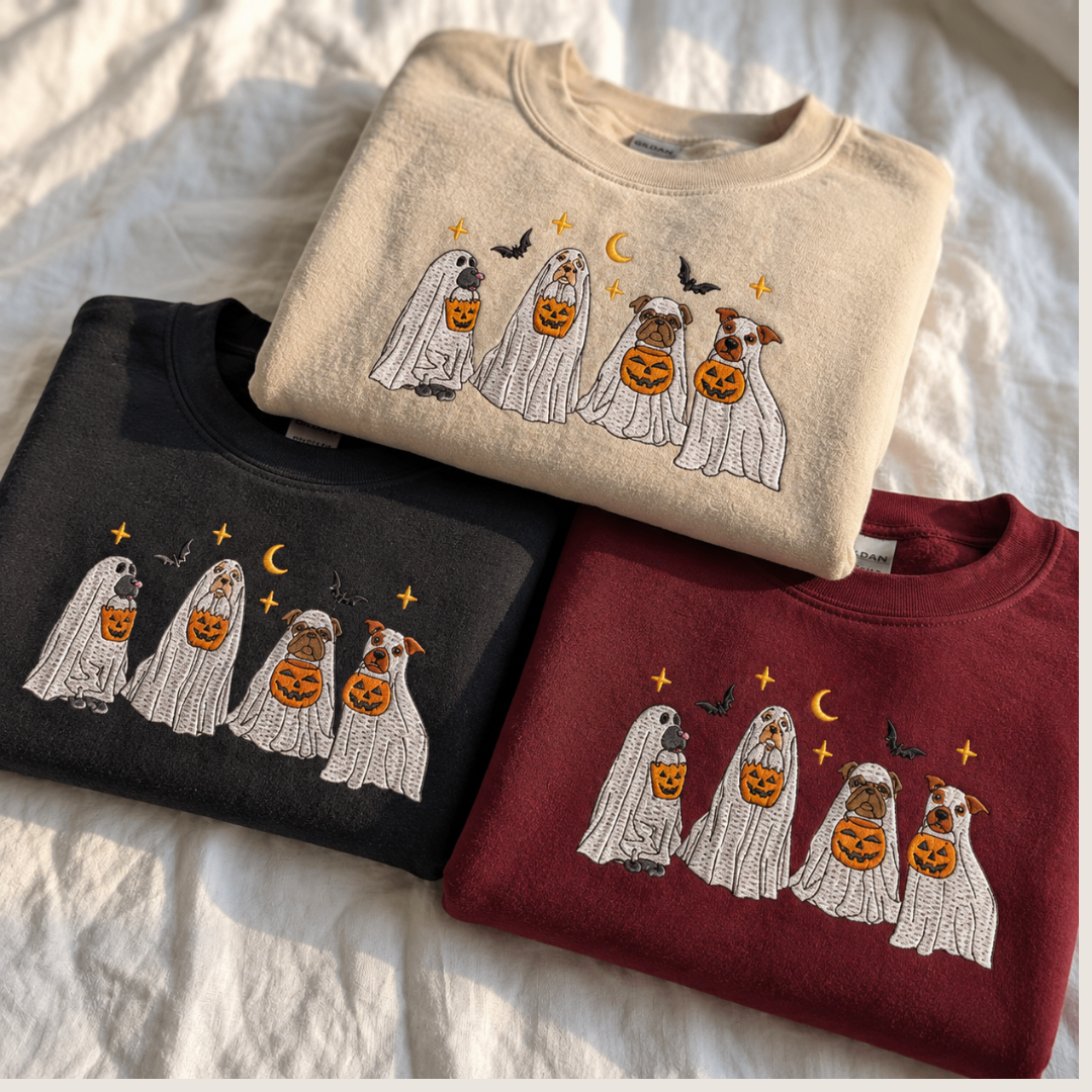 Trick or Treating Pups Embroidered Sweatshirt
