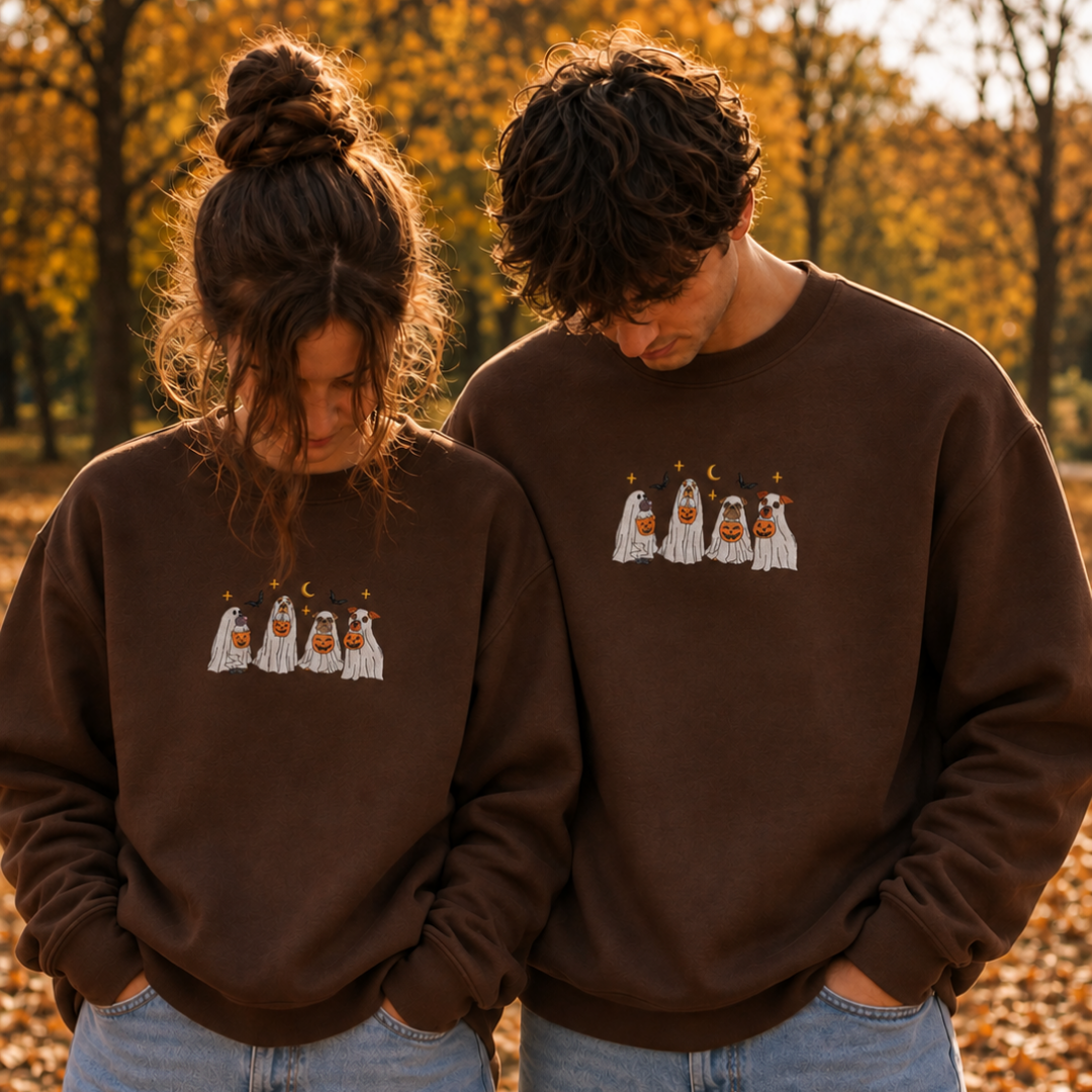 Trick or Treating Pups Embroidered Sweatshirt
