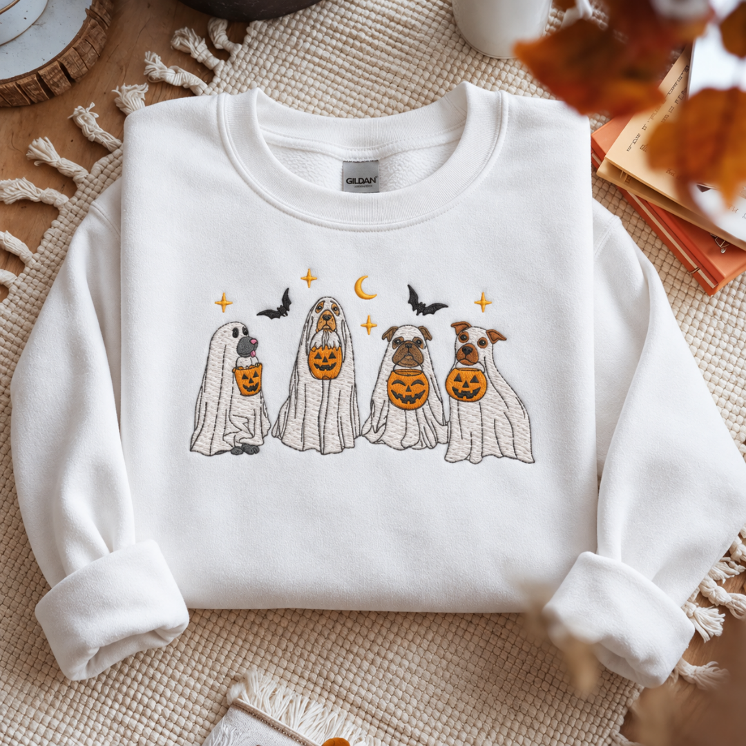 Trick or Treating Pups Embroidered Sweatshirt