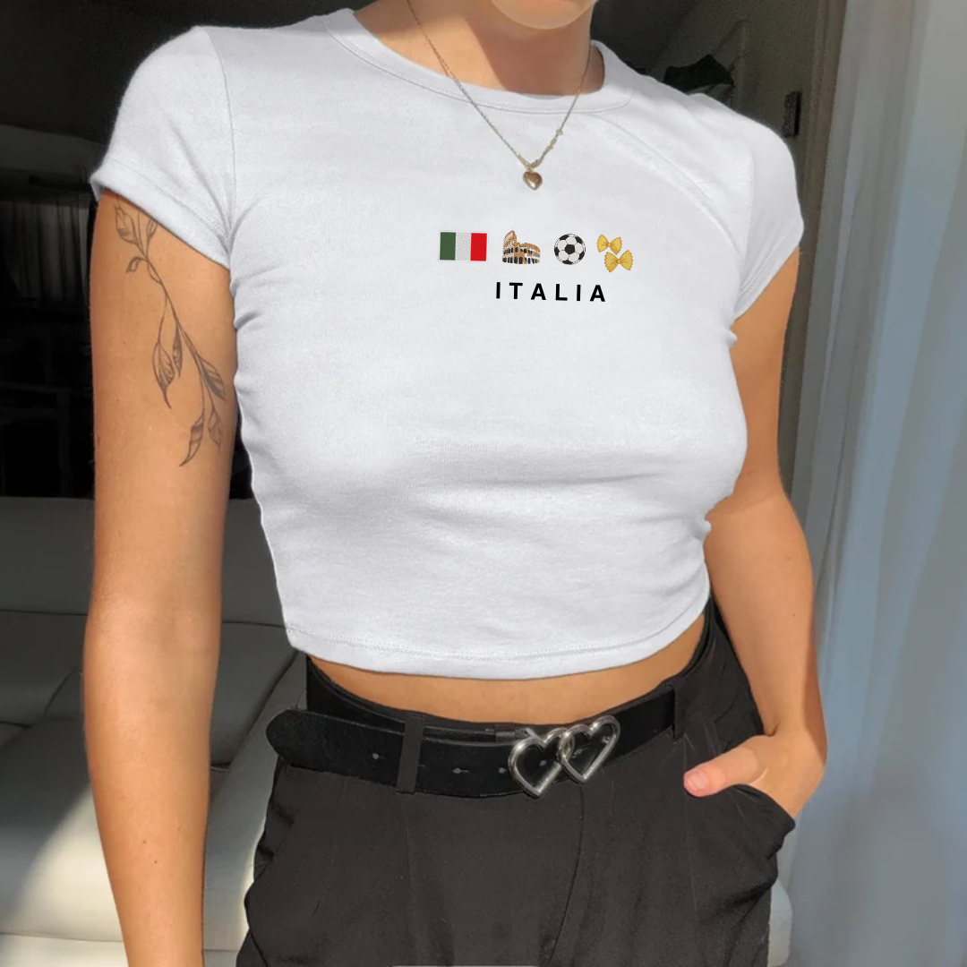 Italy Icons Embroidered Baby Tee