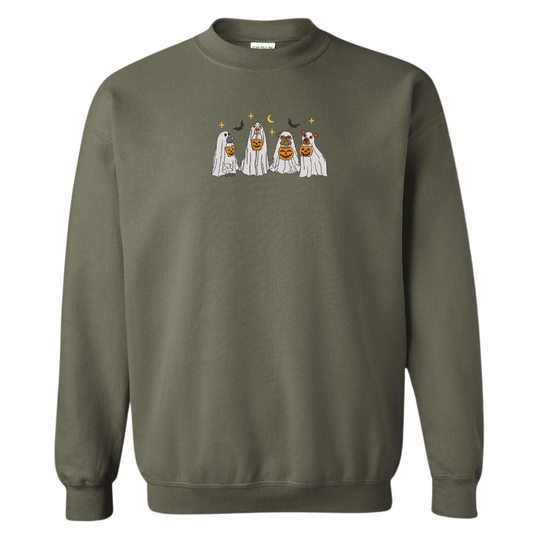 Trick or Treating Pups Embroidered Sweatshirt